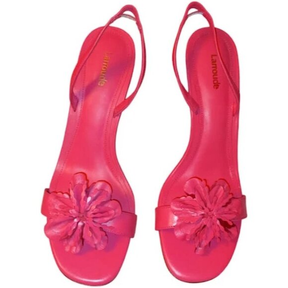 🆕LARROUDE Hibiscus Slingback Flower Sandal Shoes 8.5 Pink - Picture 4 of 12